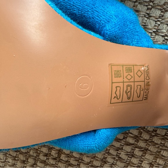 NWOB Pretty Little Thing Blue Terry Cloth Heels - Picture 9 of 11